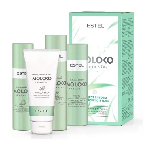 Estel - Набор "Рецепт заботы для волос и тела" Moloko botanic: Шампунь, 250 мл + Бальзам, 200 мл + Спрей, 200 мл + Гель для душа, 200 мл 024-946 - фото 86614